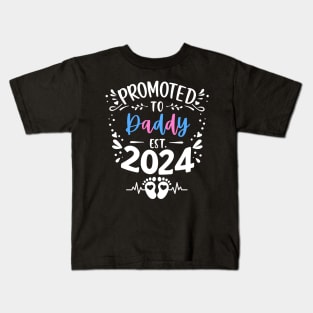 New Father Promoted to Daddy Est 2024 Dad Men Funny Cute Kids T-Shirt